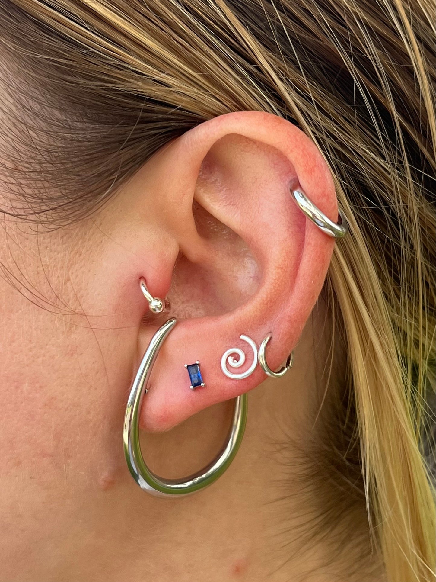 Hooked Hoop Earrings - Pair - 304 Stainless Steel