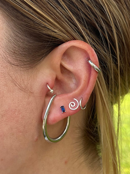 Hooked Hoop Earrings - Pair - 304 Stainless Steel