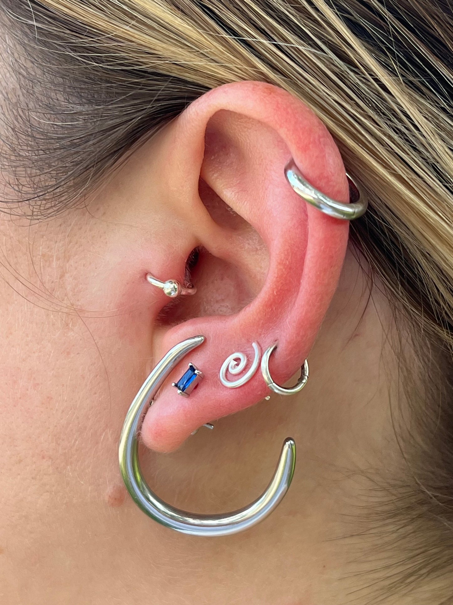 Hooked Hoop Earrings - Pair - 304 Stainless Steel