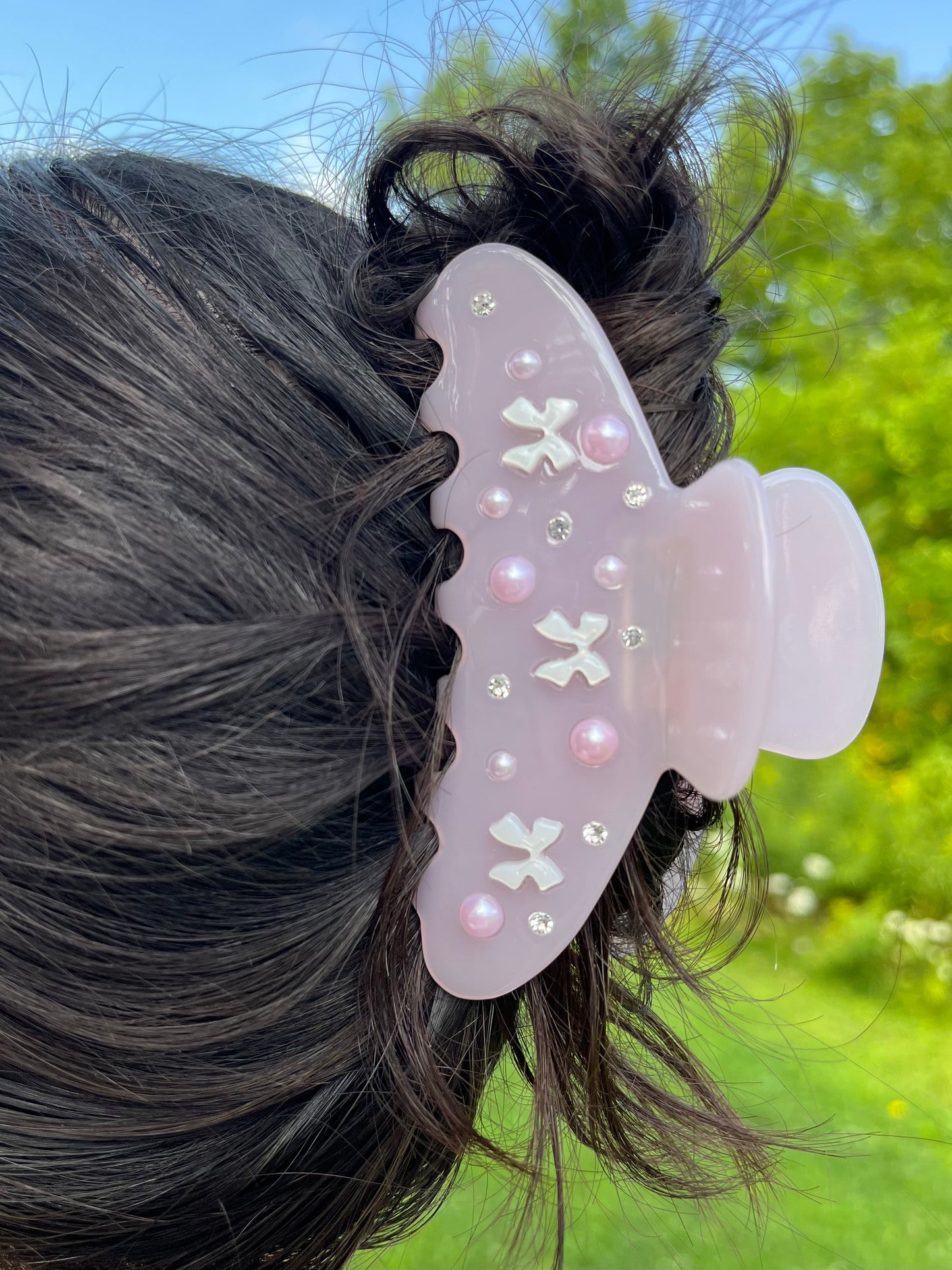 Pink Bow Claw Hair Clip