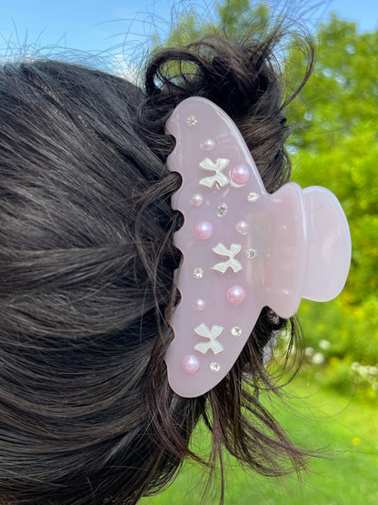 Pink Bow Claw Hair Clip