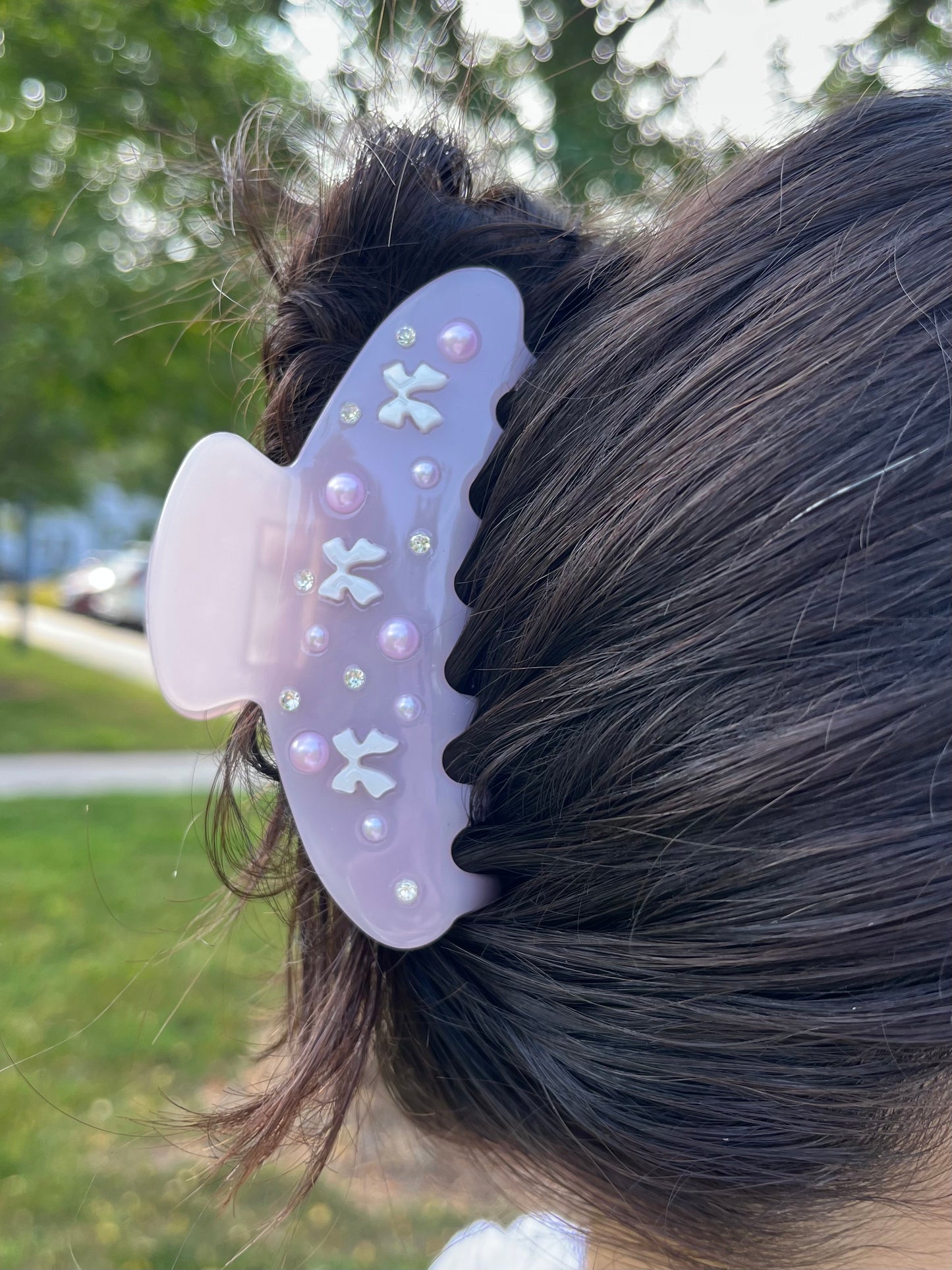 Pink Bow Claw Hair Clip