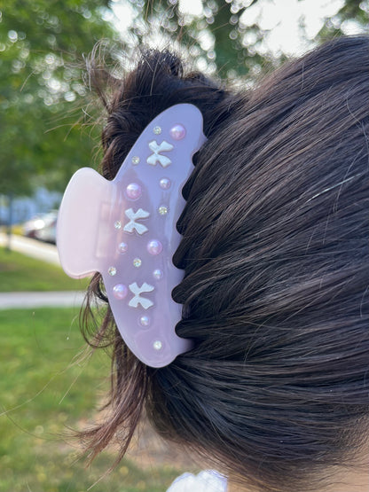 Pink Bow Claw Hair Clip
