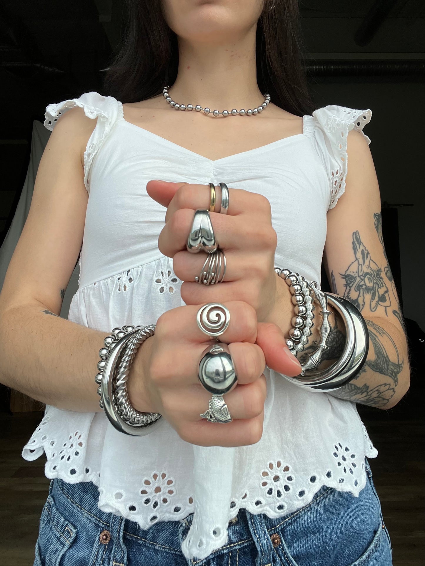 Set of 10 Closed Double Ball End Adjustable Rings