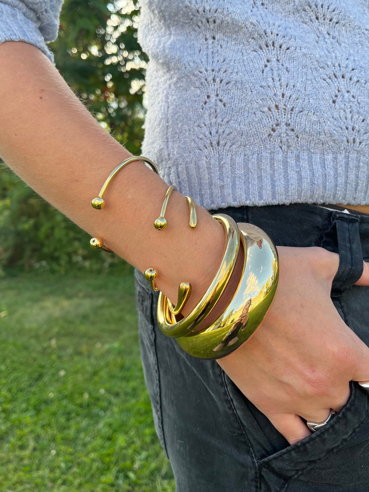 Open Ball End Cuff Bracelet