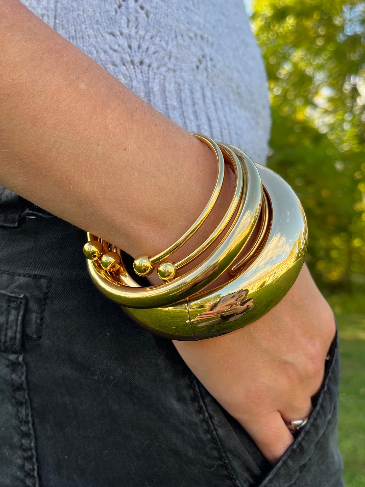 Open Ball End Cuff Bracelet