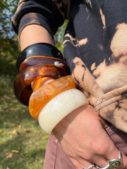 Amber Swirl Resin Chunky Irregular Bangle Bracelet