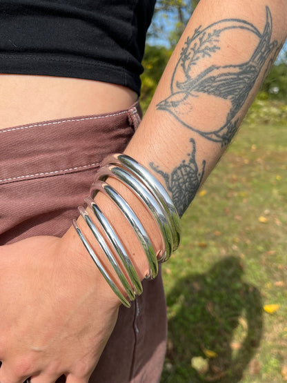 65mm Diameter Polished Bangle Bracelet - 925 Sterling Silver