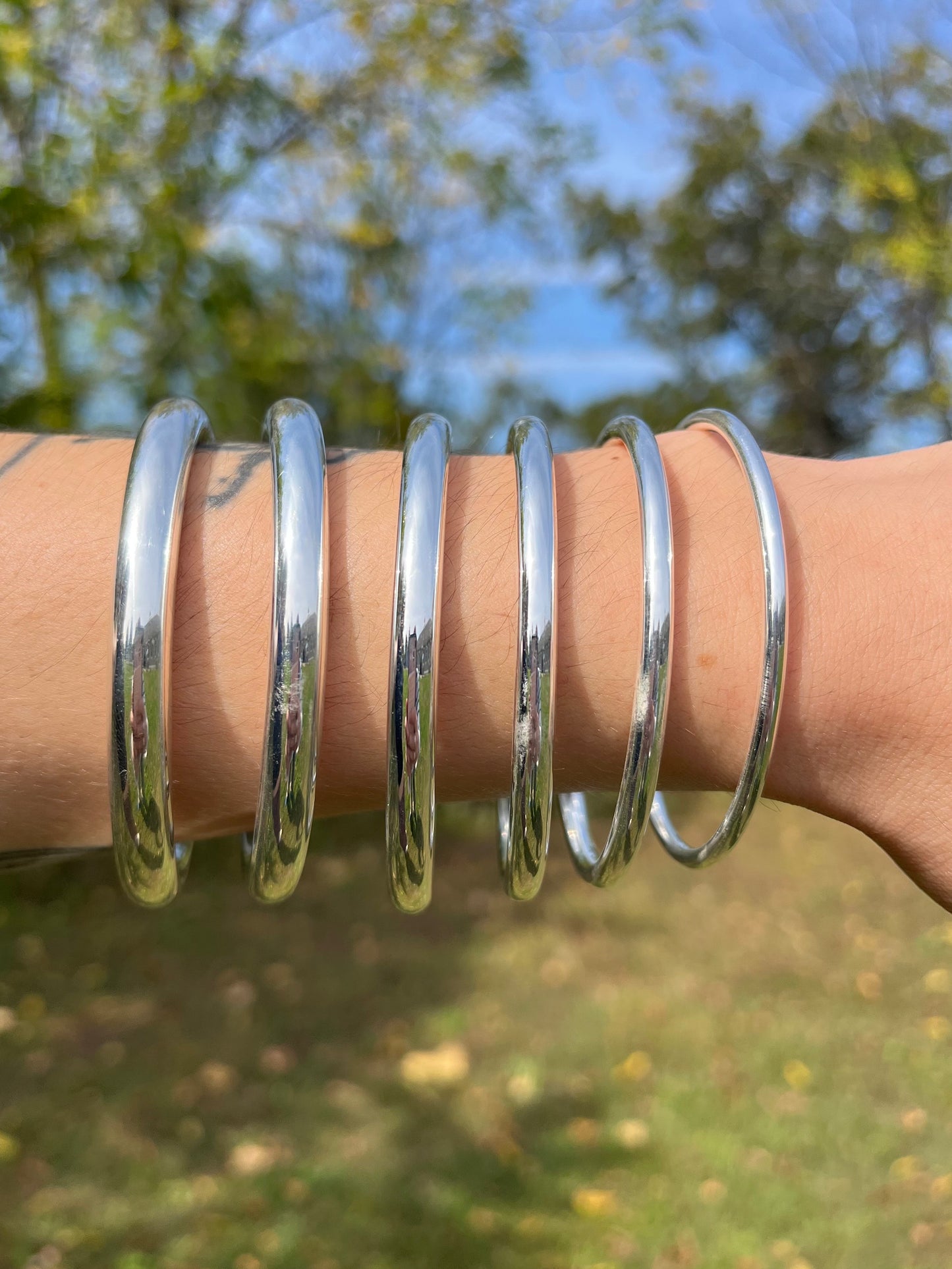 65mm Diameter Polished Bangle Bracelet - 925 Sterling Silver