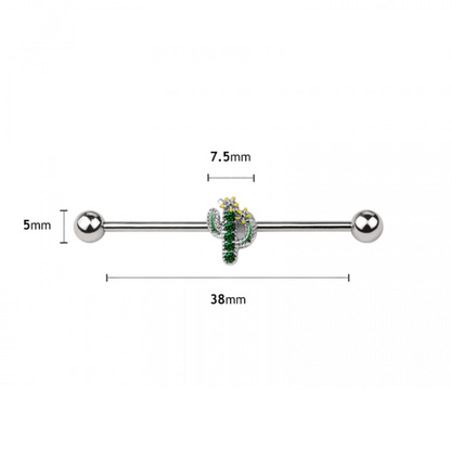 Green Cactus Industrial Barbell - 316L Stainless Steel