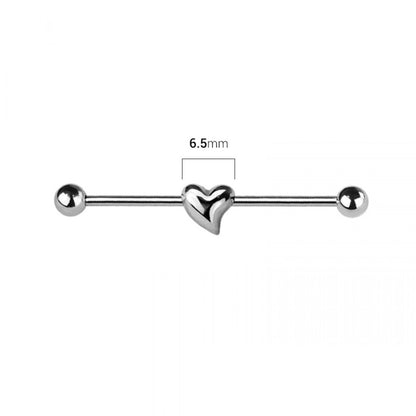 3D Heart Industrial Barbell - 316L Stainless Steel