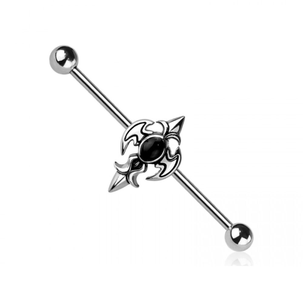 Gothic Cross Industrial Barbell - 316L Stainless Steel
