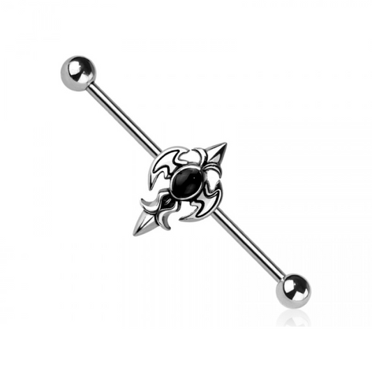 Gothic Cross Industrial Barbell - 316L Stainless Steel