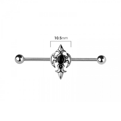 Gothic Cross Industrial Barbell - 316L Stainless Steel
