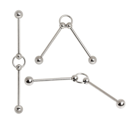 Double Ball with Ring Industrial Barbell - 16L Stainless Steel