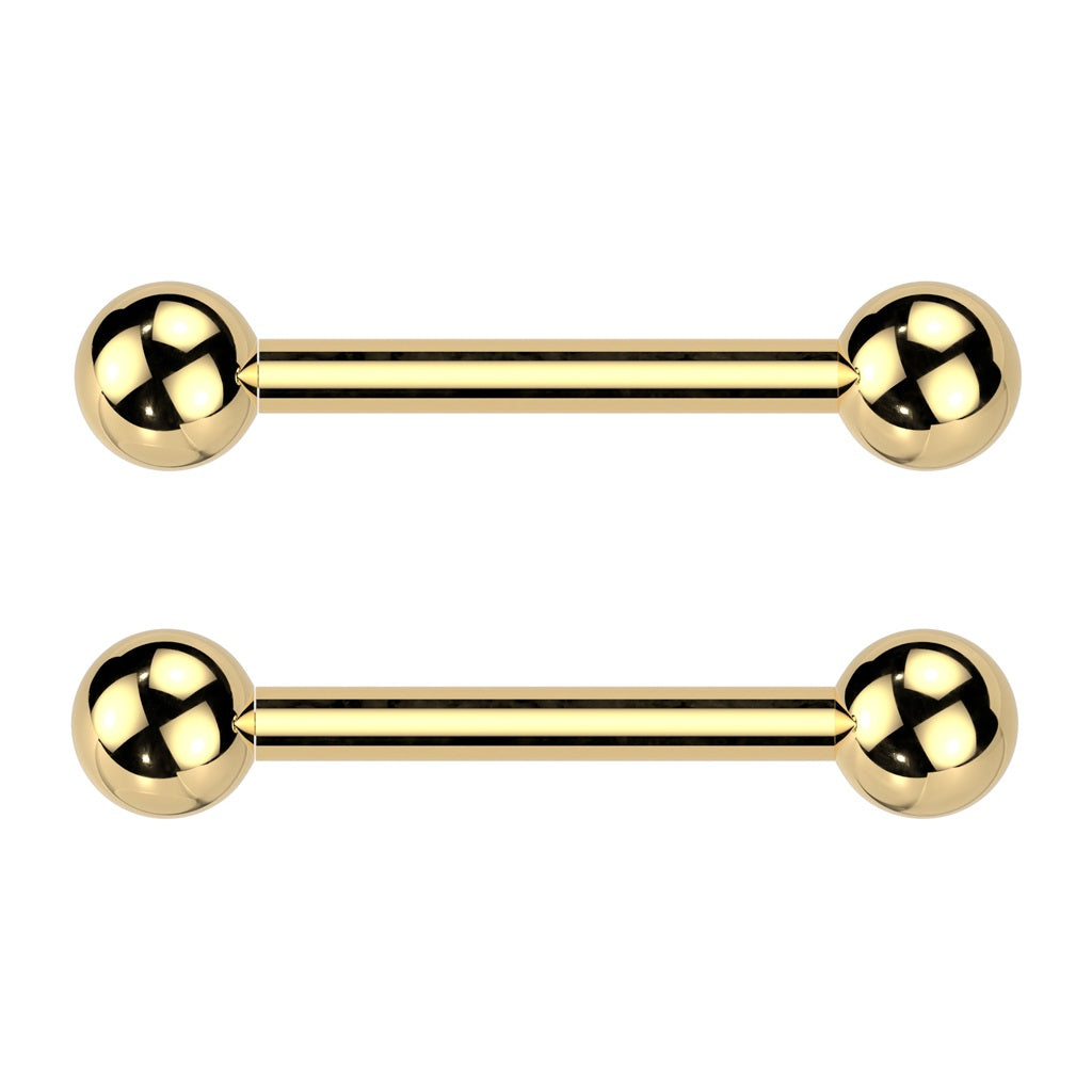 Threadless Push-In Barbells with One Fixed Ball - Pair - ASTM F-136 Implant Grade Titanium