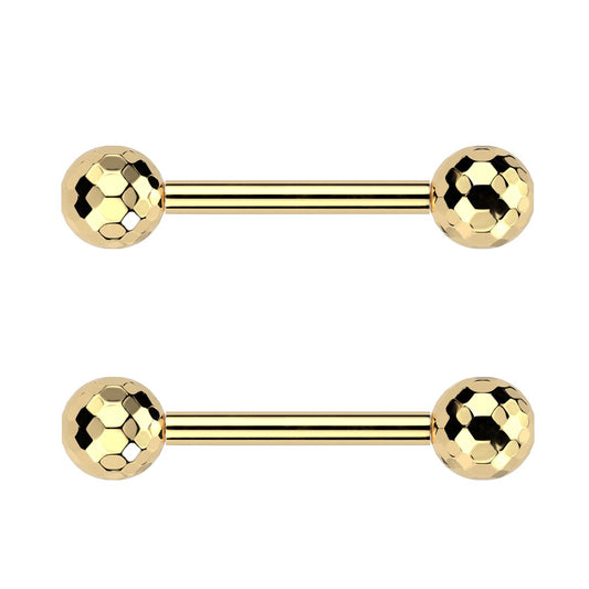 Faceted Ball Ends Nipple Barbells - Pair - ASTM F-136 Implant Grade Titanium