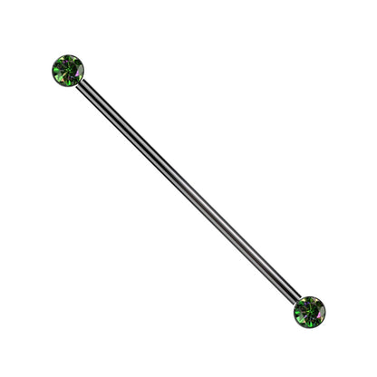 Threadless Push-In CZ Crystal Ends Industrial Barbell - ASTM F-136 Implant Grade Titanium