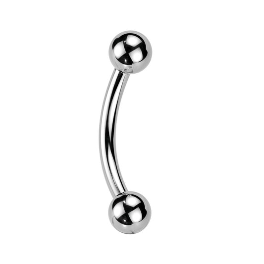 Threadless Push-In Curved Barbell with One Fixed Ball - ASTM F-136 Implant Grade Titanium