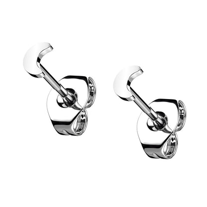 Threadless Crescent Moon Top Stud Earrings - G23 Implant Grade Titanium