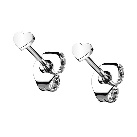 Threadless Heart Shaped Top Stud Earrings - G23 Implant Grade Titanium