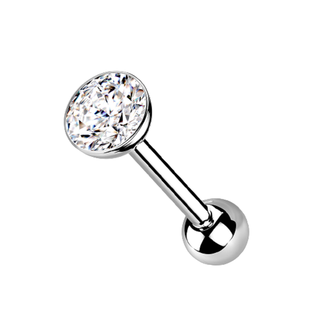 Threadless Push-in CZ Crystal Ball Top Barbell - G23 Implant Grade Titanium