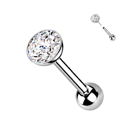 Threadless Push-in CZ Crystal Ball Top Barbell - G23 Implant Grade Titanium