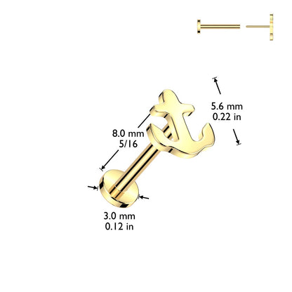 Threadless Push-In Anchor Top Flat Back Stud - ASTM F-136 Implant Grade Titanium