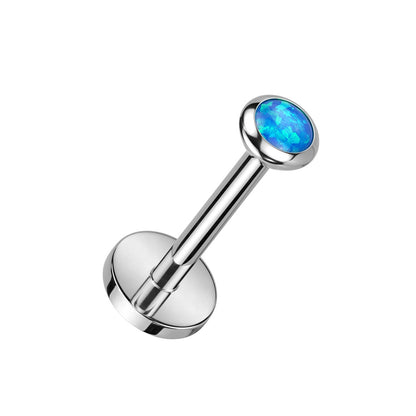 Threadless Push In Synthetic Opal Flat Back Stud - F136 Implant Grade Titanium