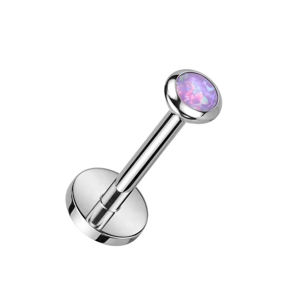 Threadless Push In Synthetic Opal Flat Back Stud - F136 Implant Grade Titanium