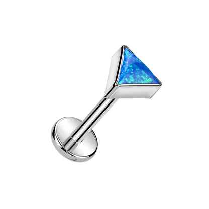 Threadless Push-In Synthetic Opal Triangle Top Flat Back Stud - ASTM F-136 Implant Grade Titanium