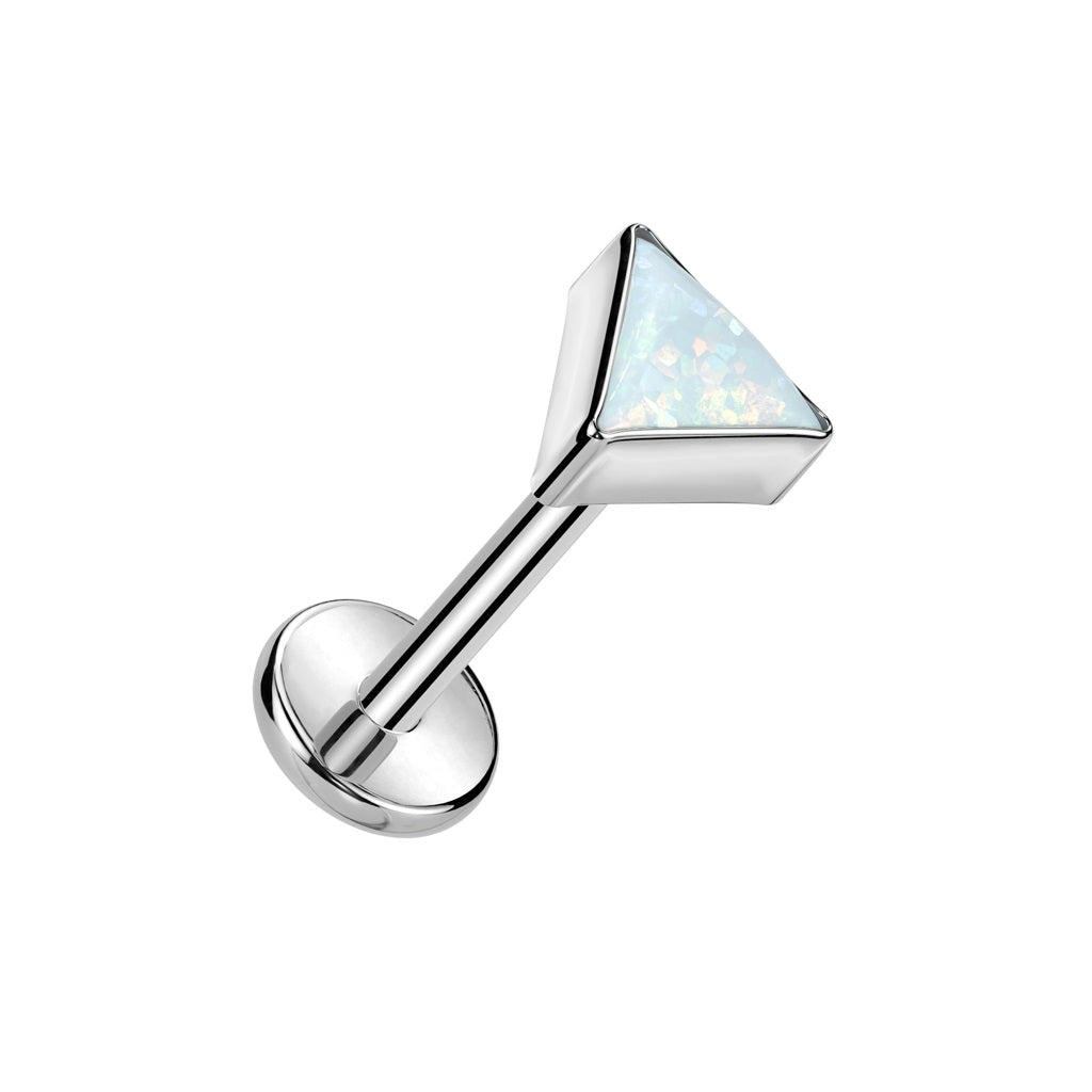 Threadless Push-In Synthetic Opal Triangle Top Flat Back Stud - ASTM F-136 Implant Grade Titanium