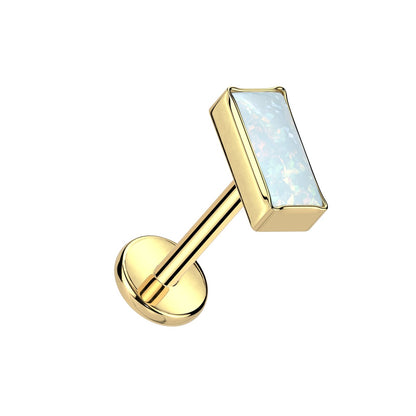 Threadless Push-In Rectangular Synthetic Opal Threadless Push-In Flat Back Stud - ASTM F-136 Implant Grade Titanium