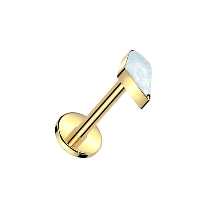 Threadless Push-In Diamond Shaped Synthetic Opal Flat Back Stud - ASTM F-136 Implant Grade Titanium