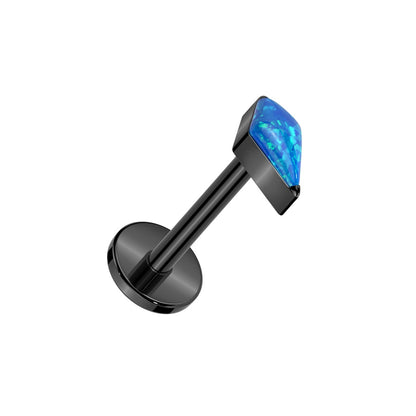 Threadless Push-In Diamond Shaped Synthetic Opal Flat Back Stud - ASTM F-136 Implant Grade Titanium