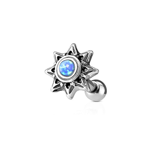 Synthetic Opal Tribal Sun Barbell - 316L Stainless Steel