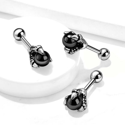 Dragon Claw and Black Orb Barbell Stud - Stainless Steel