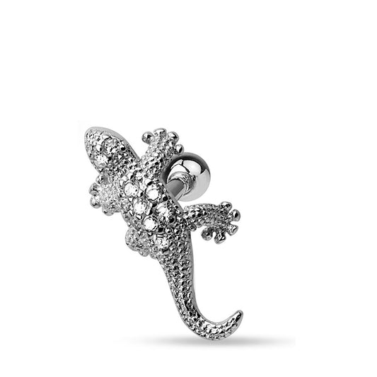 CZ Paved Lizard Cartilage Tragus Barbell Stud Piercing - 316L Stainless Steel