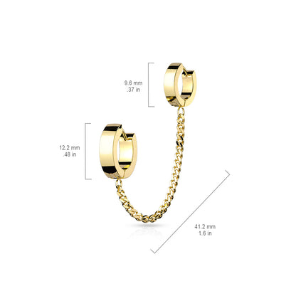 Chain Linked Huggie Hoop Earrings - 316L Stainless Steel