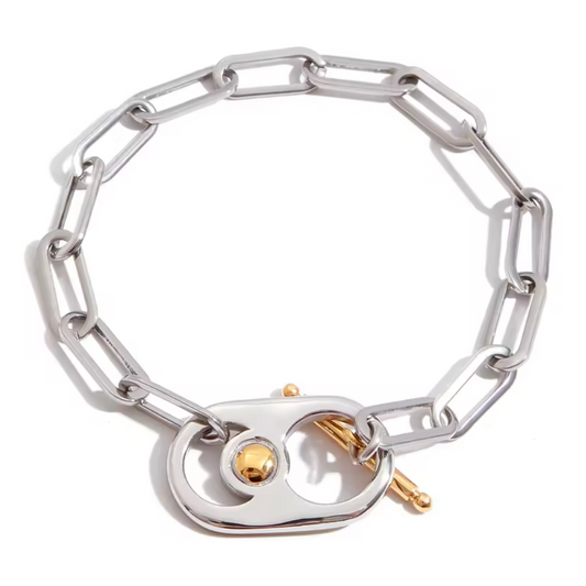 Two Tone Soda Tab Link Bracelet - Stainless Steel