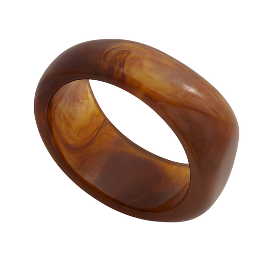 Dark Brown Swirl Resin Chunky Irregular Bangle Bracelet