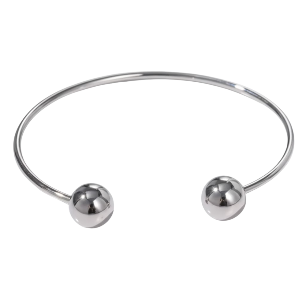 Open Ball End Cuff Bracelet - Stainless Steel