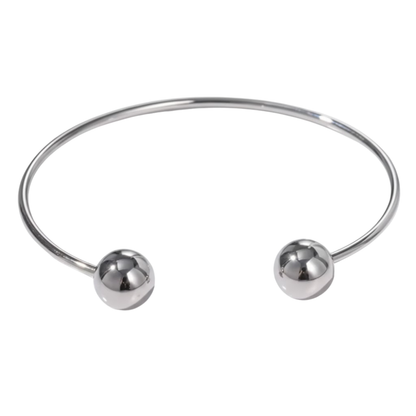Open Ball End Cuff Bracelet - Stainless Steel
