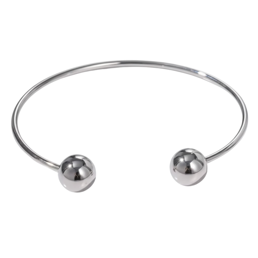 Open Ball End Cuff Bracelet - Stainless Steel