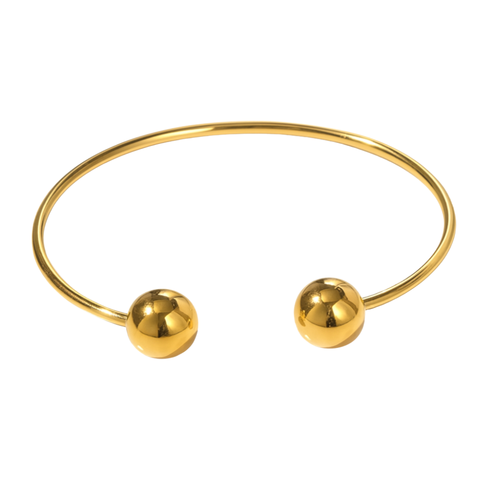 Open Ball End Cuff Bracelet - Stainless Steel