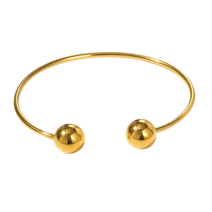 Open Ball End Cuff Bracelet - Stainless Steel
