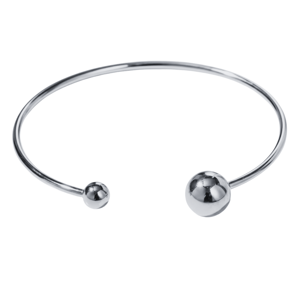 Uneven Ball End Cuff Bracelet - Stainless Steel