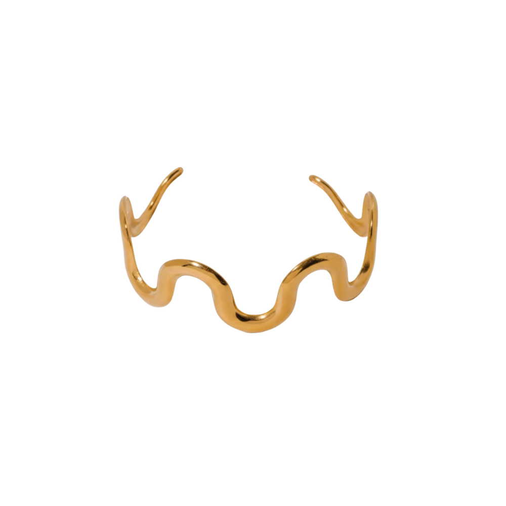Wavy Cuff Bracelet - Gold Plated Stainless Steel