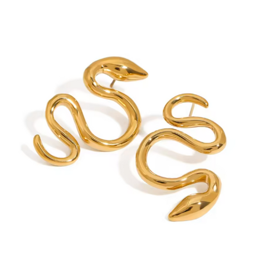 Snake Earrings - Pair - Gold Plated Stainless Steel
