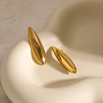 Long Teardrop Earrings - Pair - Stainless Steel